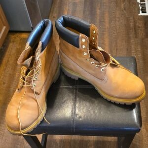 Timberland Wheat and Black Padded-Collar Work Boots
